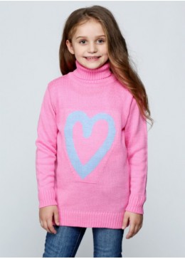 TopHat теплый розовый свитер с сердечком для девочки 17112